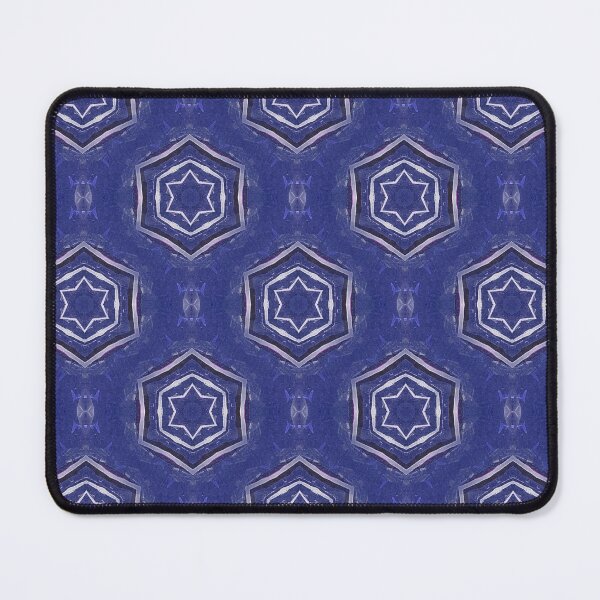 Item preview, White Hexagon Star Geometric Pattern in Blue designed and sold by Artistestella.