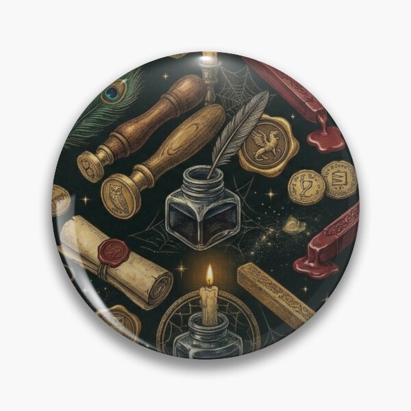 Item preview, Vintage Wizard Desk Wax Seal & Antique Spectacles Dark Academia Pattern designed and sold by InnerwayStudio.