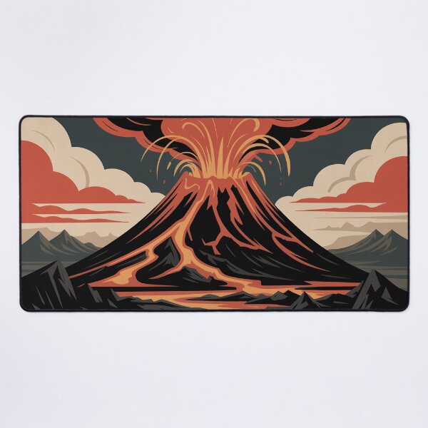 Item preview, Iceland Volcano Eruption Poster – Retro WPA Travel Lava Landscape Art designed and sold by Tamas Das.