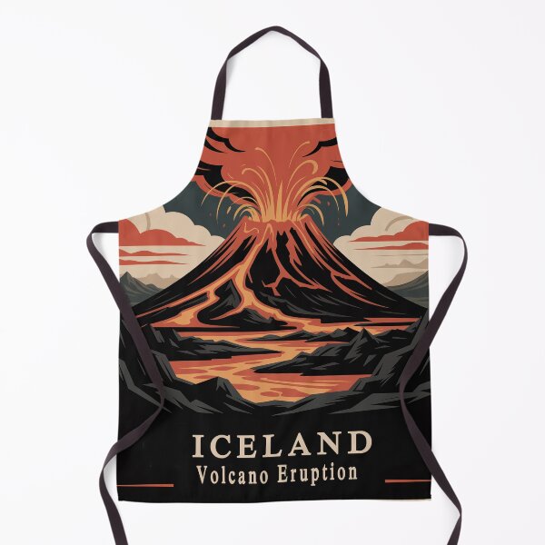 Item preview, Iceland Volcano Eruption Poster – Retro WPA Travel Lava Landscape Art designed and sold by Tamas Das.