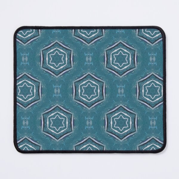 Item preview, White Hexagon Star Geometric Pattern in Teal designed and sold by Artistestella.