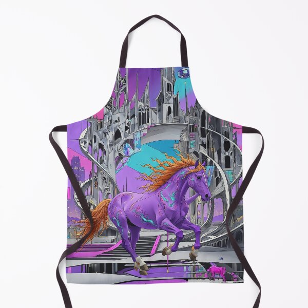 Item preview, Cyberpunk Purple Horse - Futuristic Neon Stallion in Sci-Fi City designed and sold by David Brookes Digital.