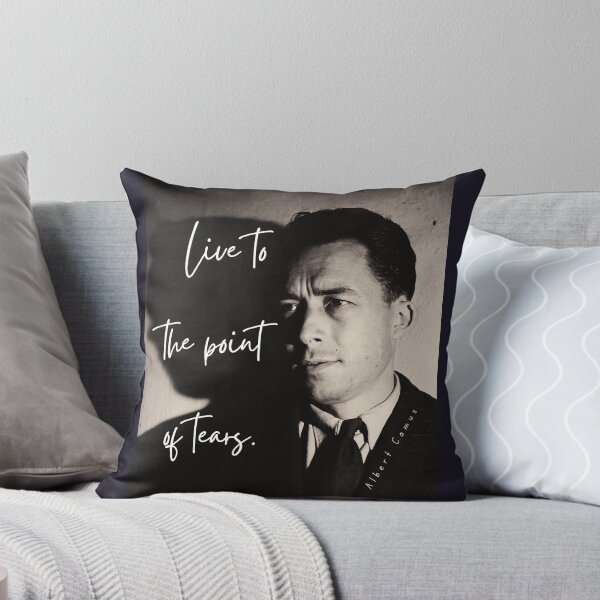 Item preview, Albert Camus black and white portrait and quote: Live to the point of tears designed and sold by artbleed.