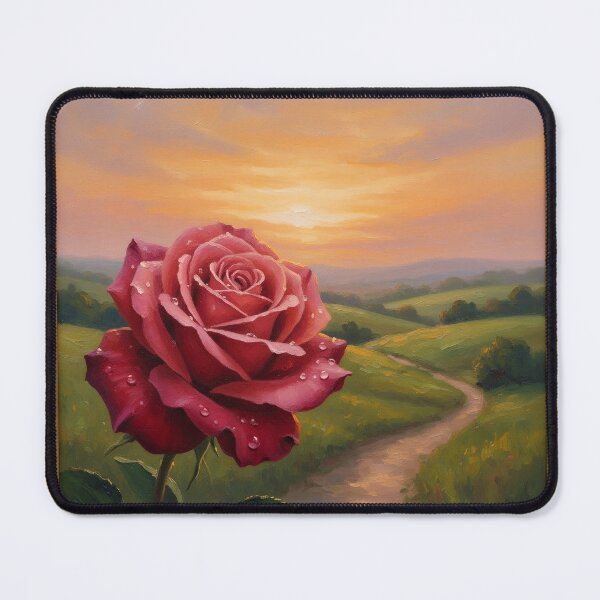 Item preview, A high-quality, professional oil painting of a single blooming rose in the foreground designed and sold by mahmoud nassar.