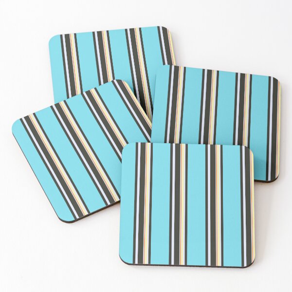 Item preview, Retro Blue Vertical Stripes Pattern – Teal, Black & Warm Accent Lines Modern Vintage Style designed and sold by WildHugeDot.