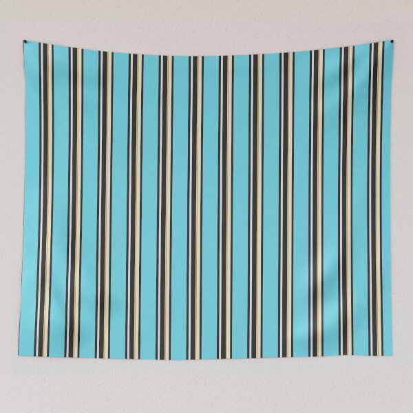 Item preview, Retro Blue Vertical Stripes Pattern – Teal, Black & Warm Accent Lines Modern Vintage Style designed and sold by WildHugeDot.