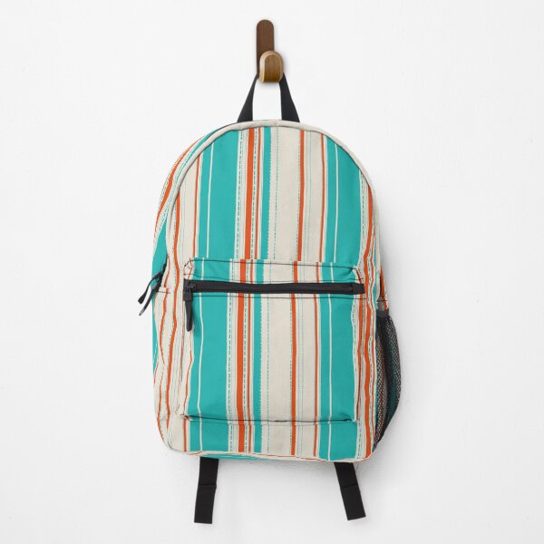 Item preview, Retro Teal & Orange Stripes Pattern with Dashed Lines – Modern Geometric Vintage Style designed and sold by WildHugeDot.