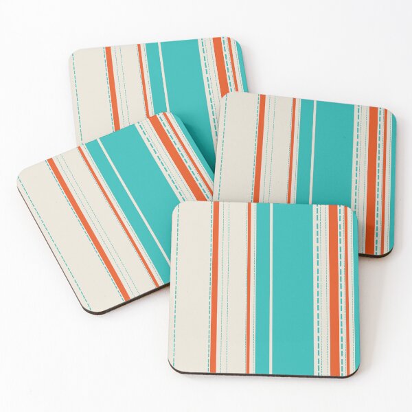 Item preview, Retro Teal & Orange Stripes Pattern with Dashed Lines – Modern Geometric Vintage Style designed and sold by WildHugeDot.
