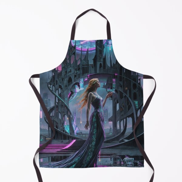 Item preview, Ethereal Woman in Neon Futuristic City - Cyberpunk Fantasy Goddess Art designed and sold by David Brookes Digital.
