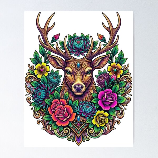 Item preview, Deer face art designed and sold by PP&RAINBOW SHOP.