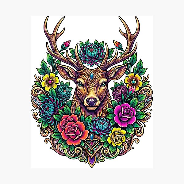 Item preview, Deer face art designed and sold by PP&RAINBOW SHOP.