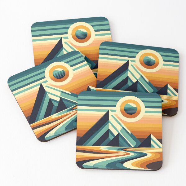 Item preview, Geometric Mountain Sunset Landscape designed and sold by InkSmithery.