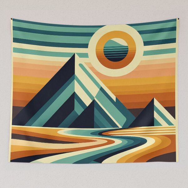Item preview, Geometric Mountain Sunset Landscape designed and sold by InkSmithery.