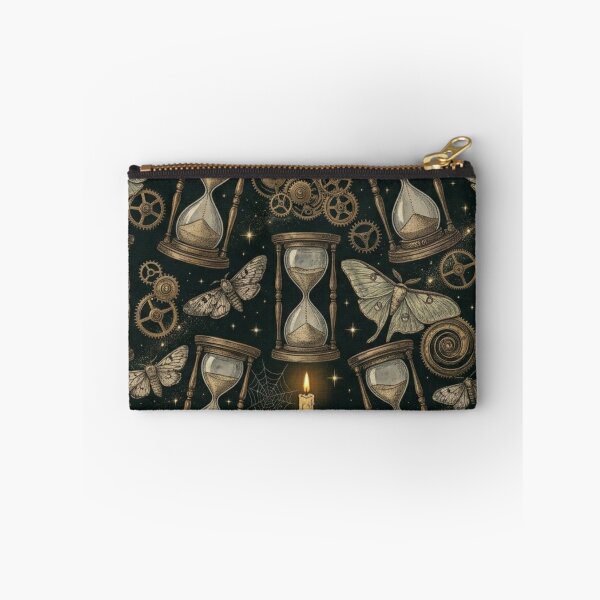 Item preview, Vintage Hourglass & Moth Wings Dark Academia Steampunk Pattern designed and sold by InnerwayStudio.