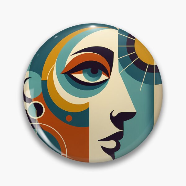 Item preview, Geometric Abstract Face with Sun Motif designed and sold by InkSmithery.