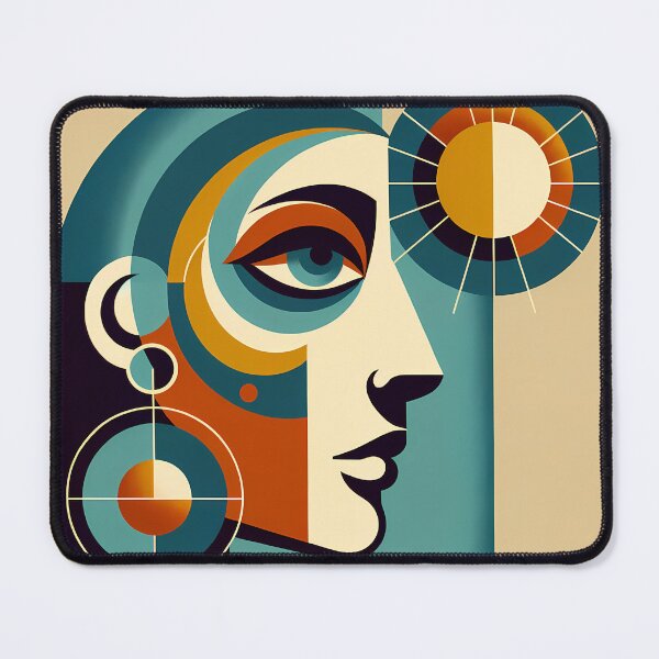 Item preview, Geometric Abstract Face with Sun Motif designed and sold by InkSmithery.
