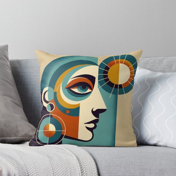 Item preview, Geometric Abstract Face with Sun Motif designed and sold by InkSmithery.