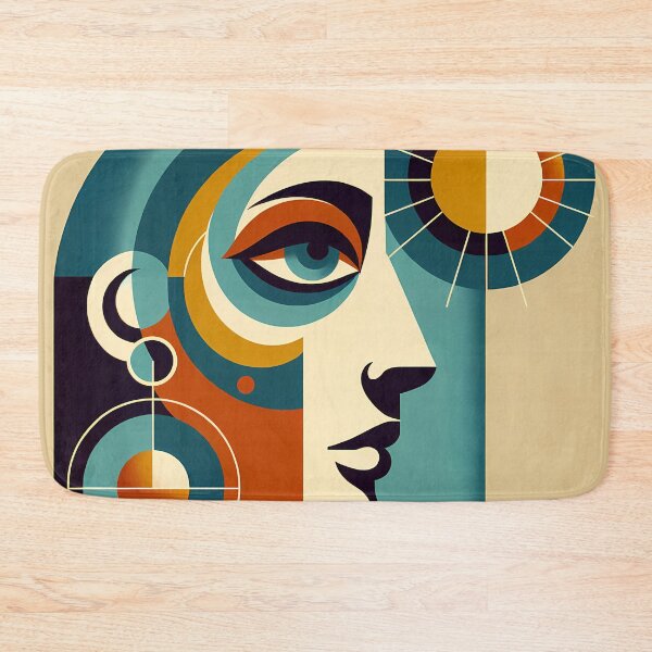 Item preview, Geometric Abstract Face with Sun Motif designed and sold by InkSmithery.