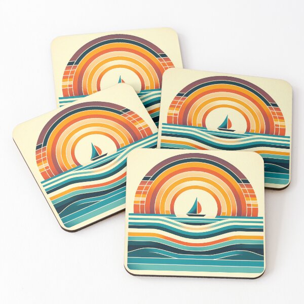 Item preview, Geometric Sailboat Sunset Colour Blocks designed and sold by InkSmithery.