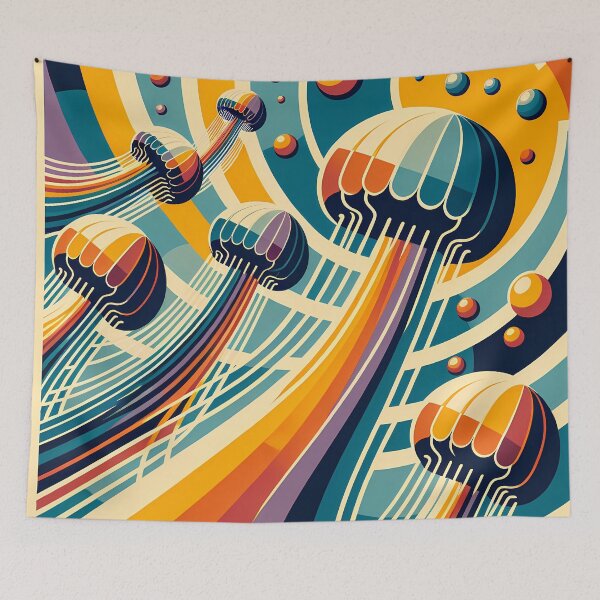 Item preview, Retro Jellyfish Gradient Waves designed and sold by InkSmithery.