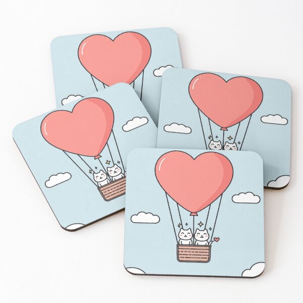 Item preview, Heart Balloon Cat Couple – Cute Romantic Cat Illustration designed and sold by Utsav kadia.