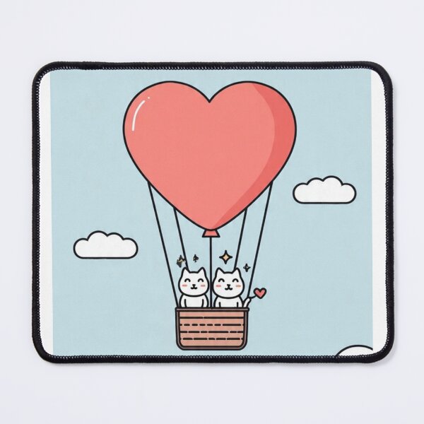 Item preview, Heart Balloon Cat Couple – Cute Romantic Cat Illustration designed and sold by Utsav kadia.