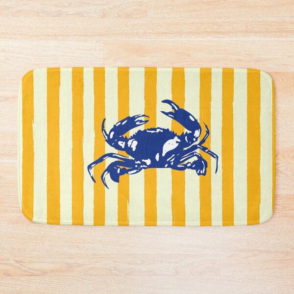 Item preview, Retro Coastal Crab Yellow Stripes Summer Vibes designed and sold by MaiZephyr.