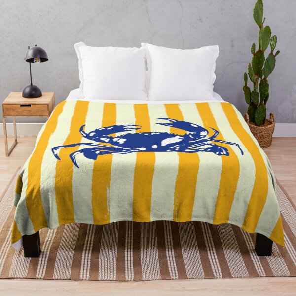 Item preview, Retro Coastal Crab Yellow Stripes Summer Vibes designed and sold by MaiZephyr.