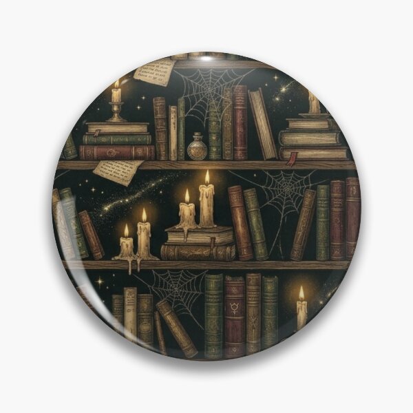 Item preview, Antique Wizard Library Bookshelf & Candles Dark Academia Pattern designed and sold by InnerwayStudio.