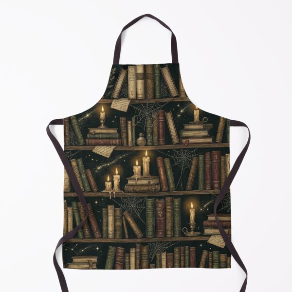 Item preview, Antique Wizard Library Bookshelf & Candles Dark Academia Pattern designed and sold by InnerwayStudio.