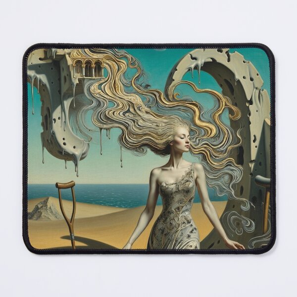 Item preview, Surreal Dreamscape Goddess - Melting Clocks, Ants & Floating Skull Fantasy Art designed and sold by David Brookes Digital.