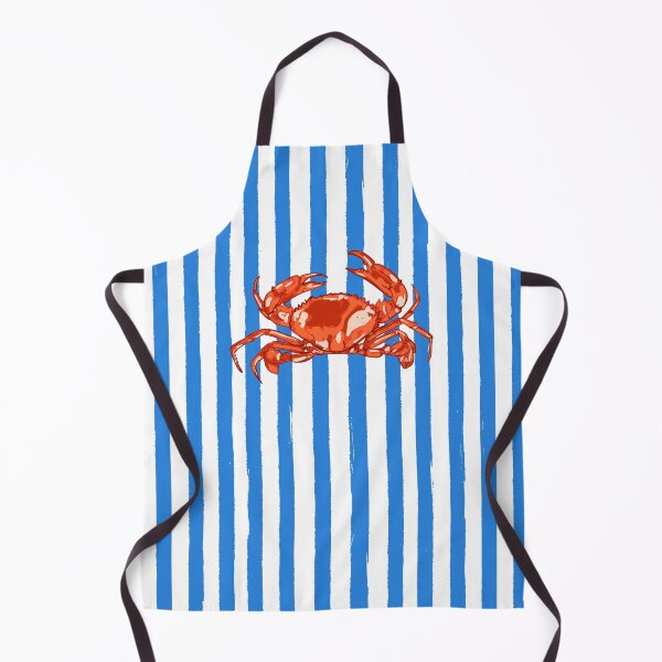 Item preview, Retro Blue Stripes Red Crab Coastal Art designed and sold by MaiZephyr.