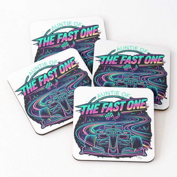 Item preview, Auntie of The Fast One Neon Race Car Retro Style T-Shirt designed and sold by MerchlyMike.