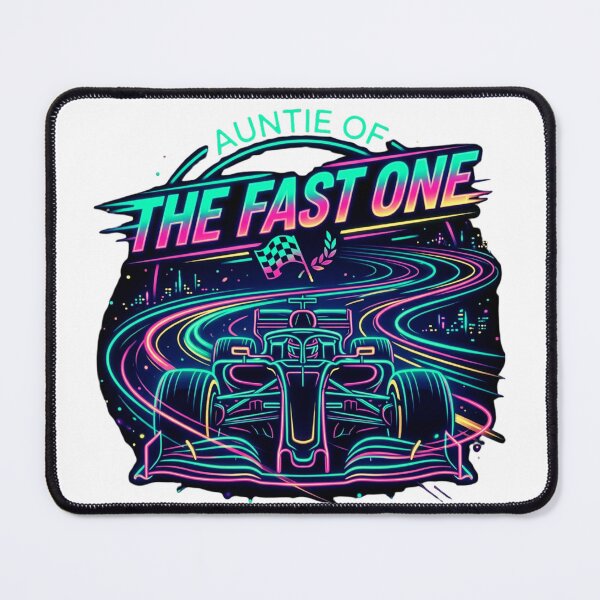Item preview, Auntie of The Fast One Neon Race Car Retro Style T-Shirt designed and sold by MerchlyMike.