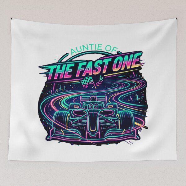 Item preview, Auntie of The Fast One Neon Race Car Retro Style T-Shirt designed and sold by MerchlyMike.