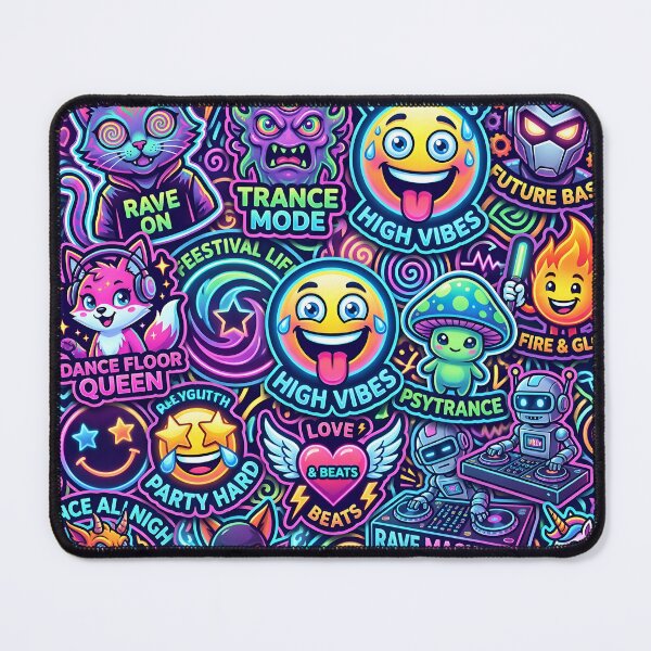 Item preview, Neon Festival Stickerbomb – Psychedelic Rave Chaos designed and sold by RH Design Lab.