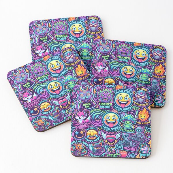 Item preview, Neon Festival Stickerbomb – Psychedelic Rave Chaos designed and sold by RH Design Lab.