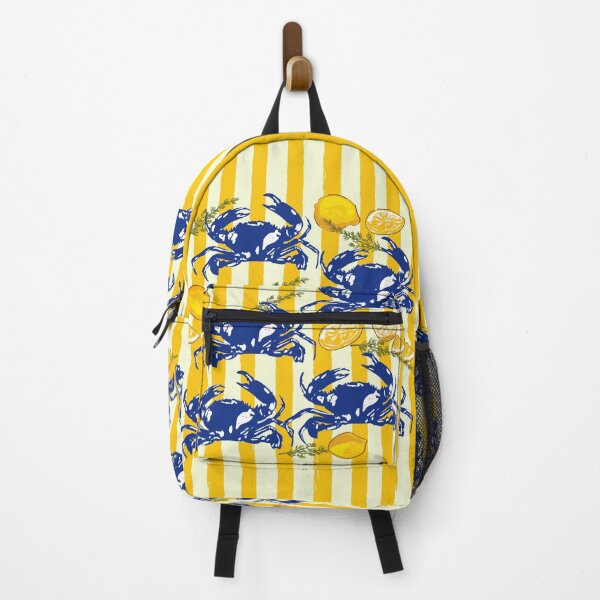 Item preview, Vibrant Yellow Stripes Blue Crabs Lemon Coastal Summer Illustration designed and sold by MaiZephyr.