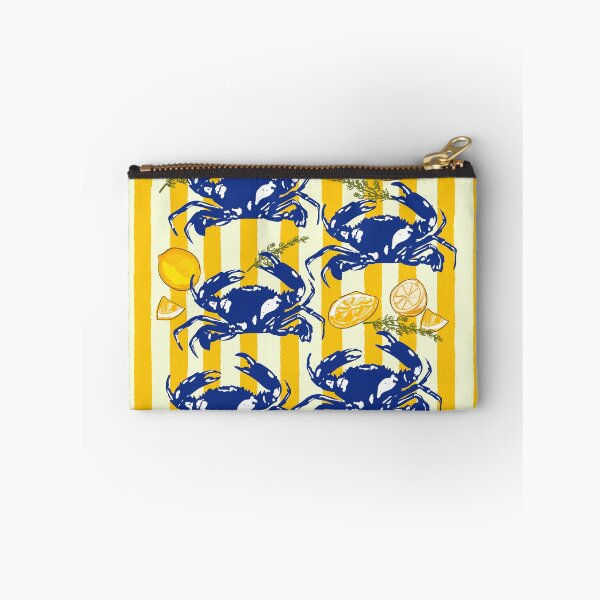 Item preview, Vibrant Yellow Stripes Blue Crabs Lemon Coastal Summer Illustration designed and sold by MaiZephyr.