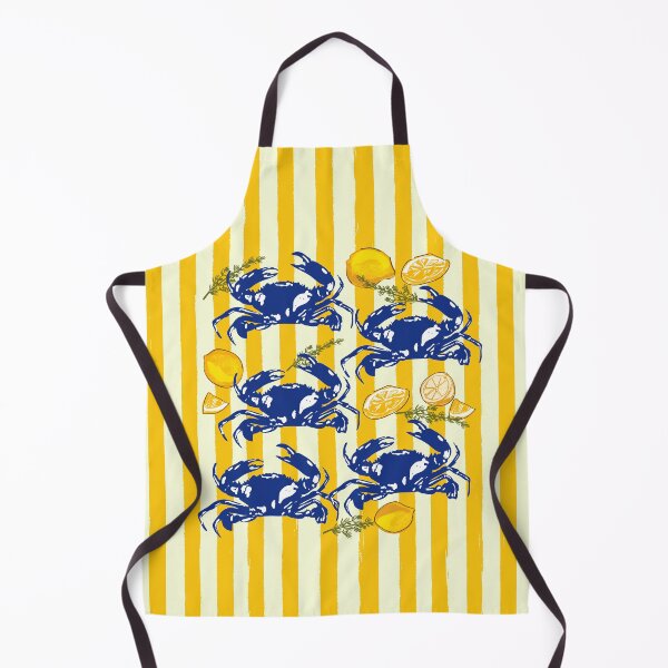 Item preview, Vibrant Yellow Stripes Blue Crabs Lemon Coastal Summer Illustration designed and sold by MaiZephyr.