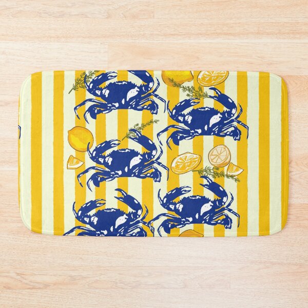 Item preview, Vibrant Yellow Stripes Blue Crabs Lemon Coastal Summer Illustration designed and sold by MaiZephyr.