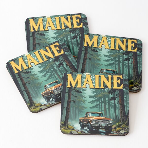 Item preview, Maine Pine Tree State Vintage Travel Poster designed and sold by BorgSpareParts.