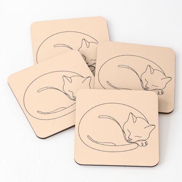Item preview, Cozy Curl: Minimalist Sleeping Cat One Line Art designed and sold by MT-Hub | Art for Every Soul.