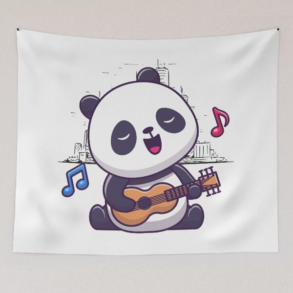 Item preview, Happy Panda Playing Guitar designed and sold by yuki-hana.