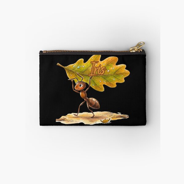 Item preview, Cute Ant Carrying Oak Leaf – Personalized Name Iris Watercolor Art designed and sold by MBBialyPiksel.