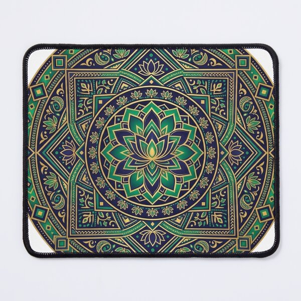 Item preview, Emerald Green and Gold Lotus Mandala - Elegant Geometric Boho Art designed and sold by sunnyrahman.