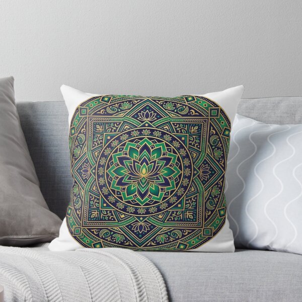 Item preview, Emerald Green and Gold Lotus Mandala - Elegant Geometric Boho Art designed and sold by sunnyrahman.