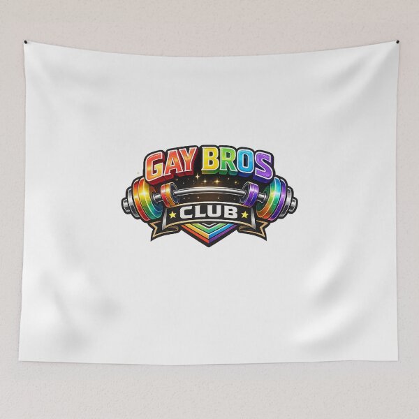 Item preview, Gay Bros Club Rainbow Barbell Pride Gym Strength Queer Fitness Community designed and sold by Aryabek.