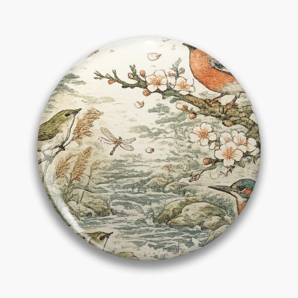 Item preview, Birds in Japanese Engraving Style, Earthy Tones designed and sold by Retro Aesthetic.