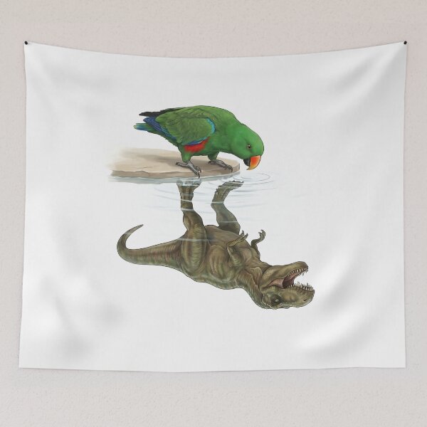 Item preview, Funny Green Eclectus Reflection T Rex Dinosaur Parrot Mom Dad Lover designed and sold by DoodleTortle.